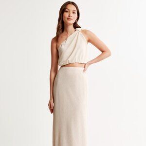 NWOT Abercrombie Crinkle Textured One Shoulder Set Top